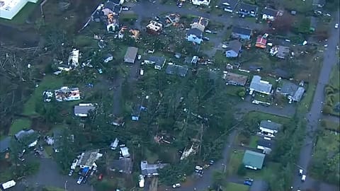 Rare tornado damages homes in Washington state
