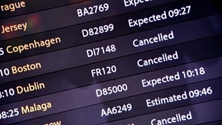Passengers stranded at Gatwick airport.