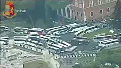 Bus-Protest in Rom gegen Fahrverbot