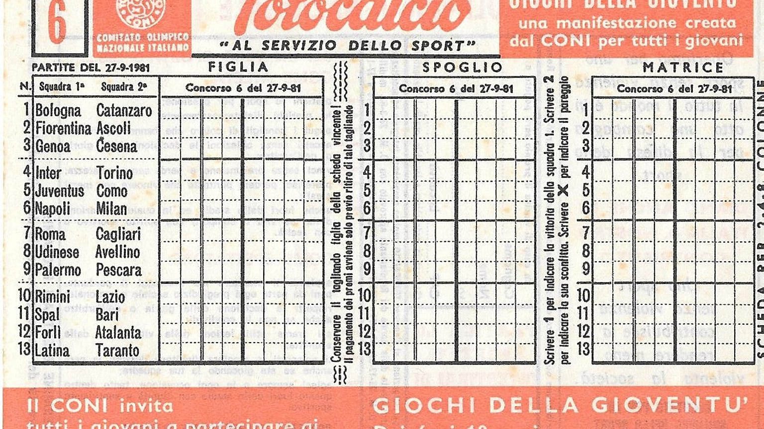Fine della schedina del totocalcio
