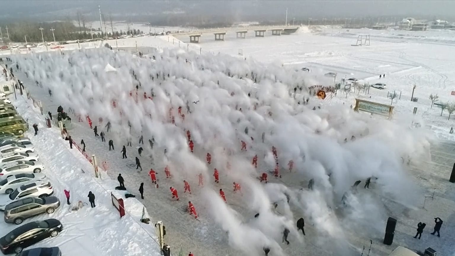 En Chine, un spectacle d'eau et de neige magique