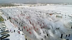 En Chine, un spectacle d'eau et de neige magique