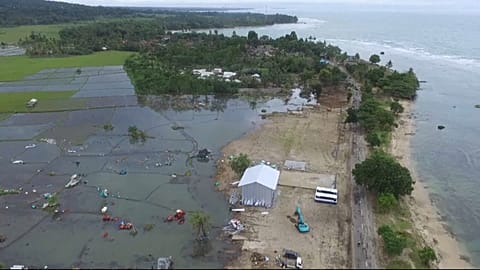 Flooded fields in Indonesia's tsunami-hit region