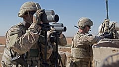 US troops on patrol in Manbij, Syria.