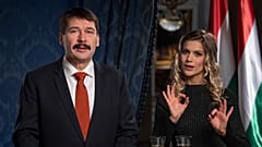 Áder János köztársasági elnök és Weisz Fanni jeltolmács