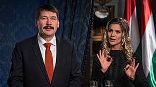 Áder János köztársasági elnök és Weisz Fanni jeltolmács