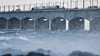 DIe Storebæltbrücke in Dänemark nach dem Unglück.
