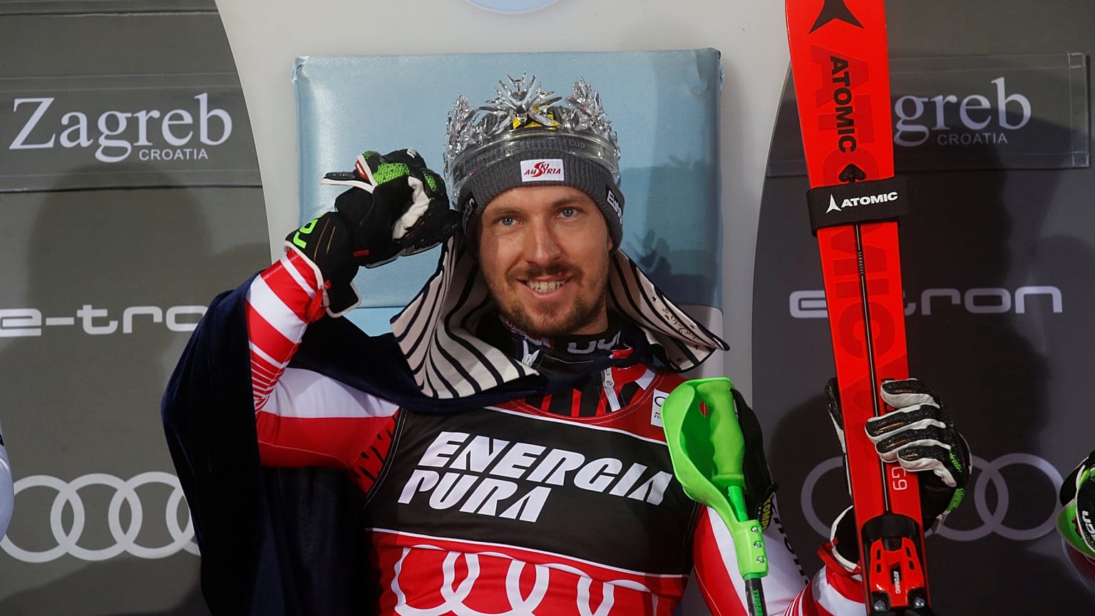 Marcel Hirscher, vainqueur du salom de Zagreb (Croatie)