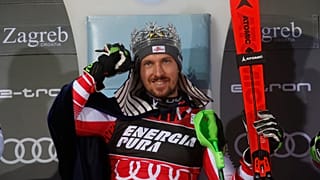 Marcel Hirscher, vainqueur du salom de Zagreb (Croatie)
