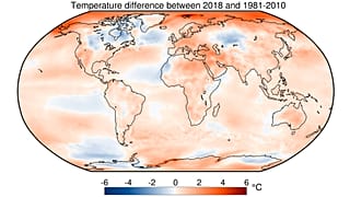 Temperaturas de 2018 respecto a la media 1981 -2010