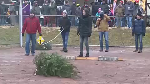 Christmas tree throwing championships held in Germany