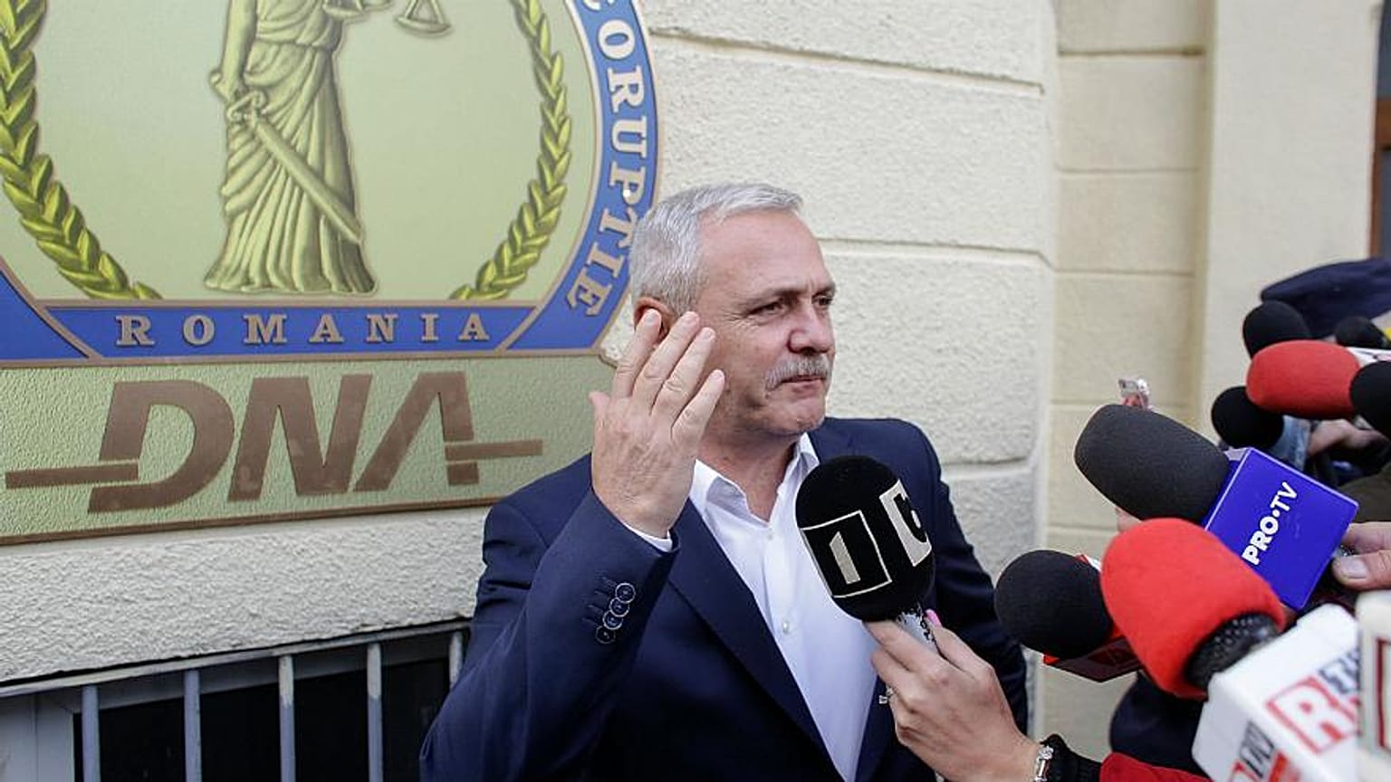 Liviu Dragnea pictured outside Romania's anti-corruption directorate.