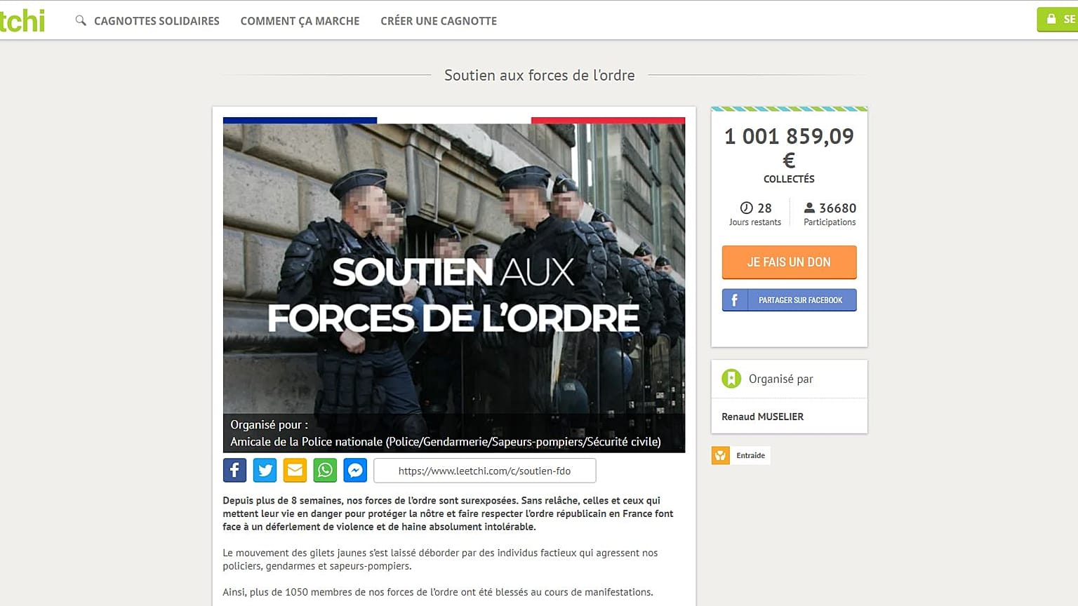 Crowdfunding wars: As police page reaches €1 million, gilets jaunes set up new campaign