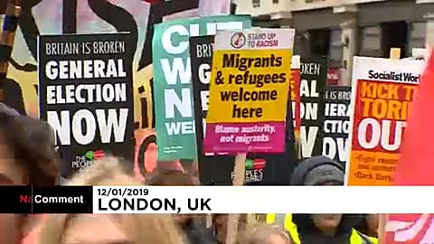 Anti-government and pro-Brexit protesters clash in London