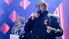 Gdansk's Mayor Pawel Adamowicz speaks during the charity event