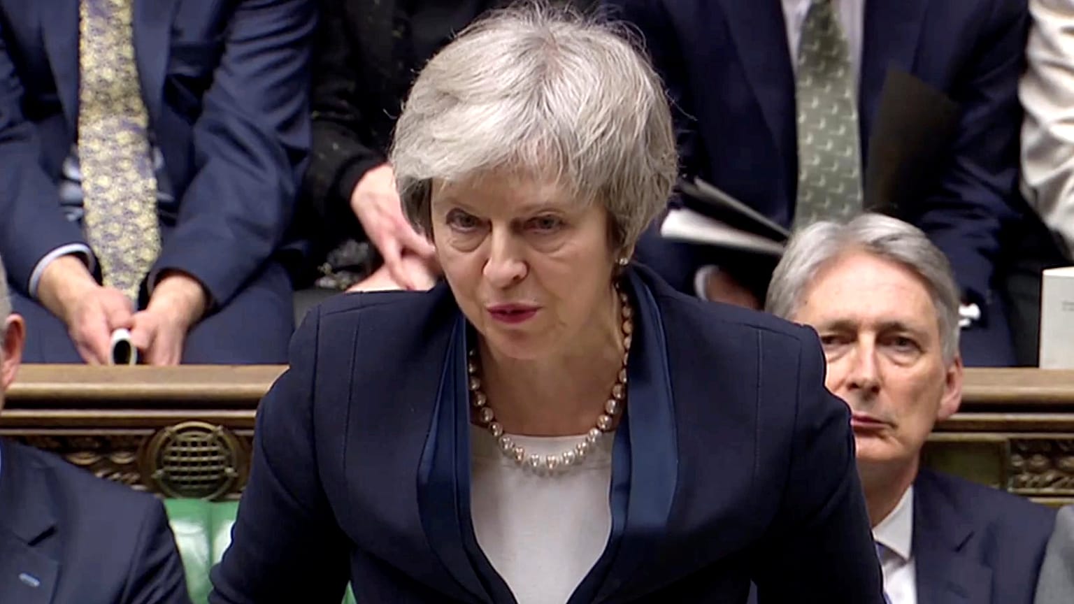 Theresa May während der Abstimmung im Parlament.
