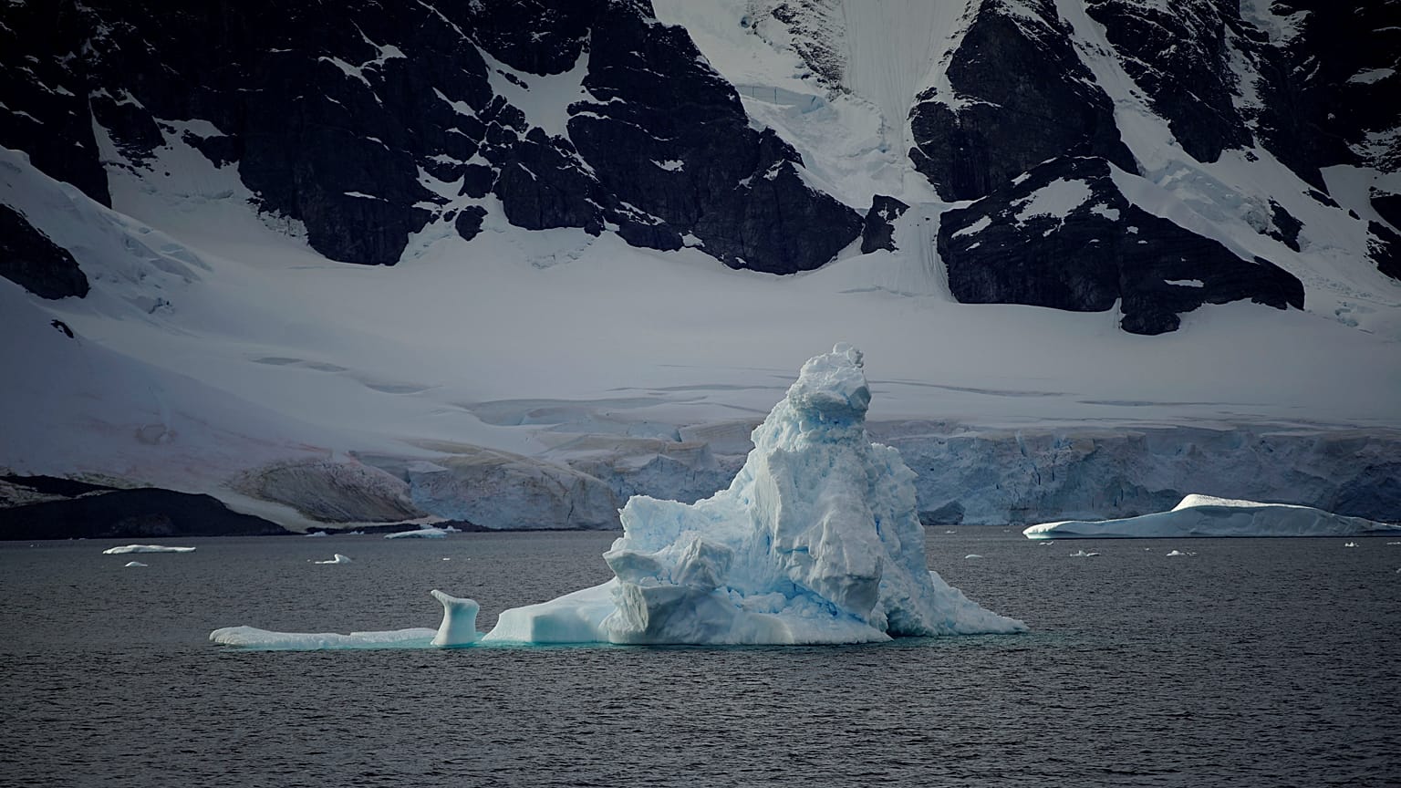An iceberg floats near Orne Harbour, Antarctica