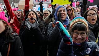 Manifestações contra Trump e em defesa das mulheres