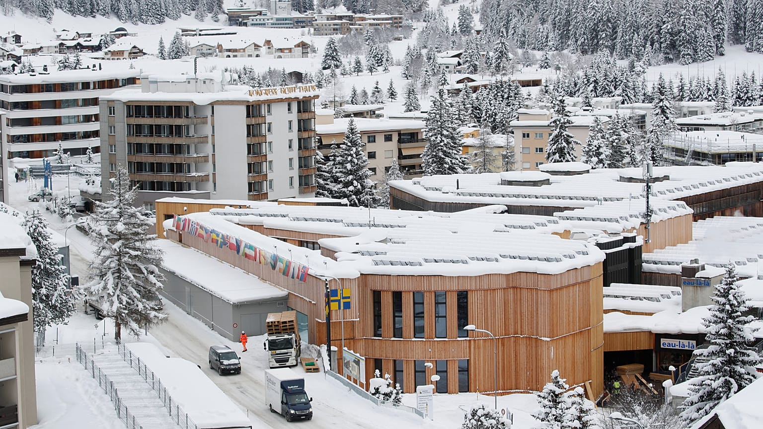 A general view shows the congress centre, the venue of The Forum