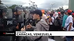 Venezuelan protesters hurl objects at police 