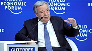 UN Secretary-General Antonio Guterres attends the World Economic Forum.