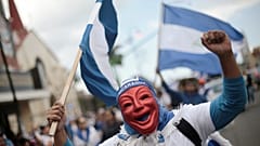 A Nicaraguan dissident at a march in protest against the Ortega government.