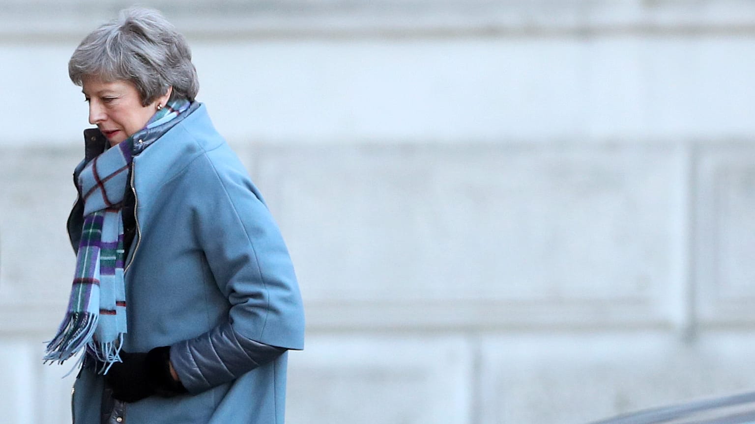 UK Prime Minister Theresa May just outside 10 Downing Street