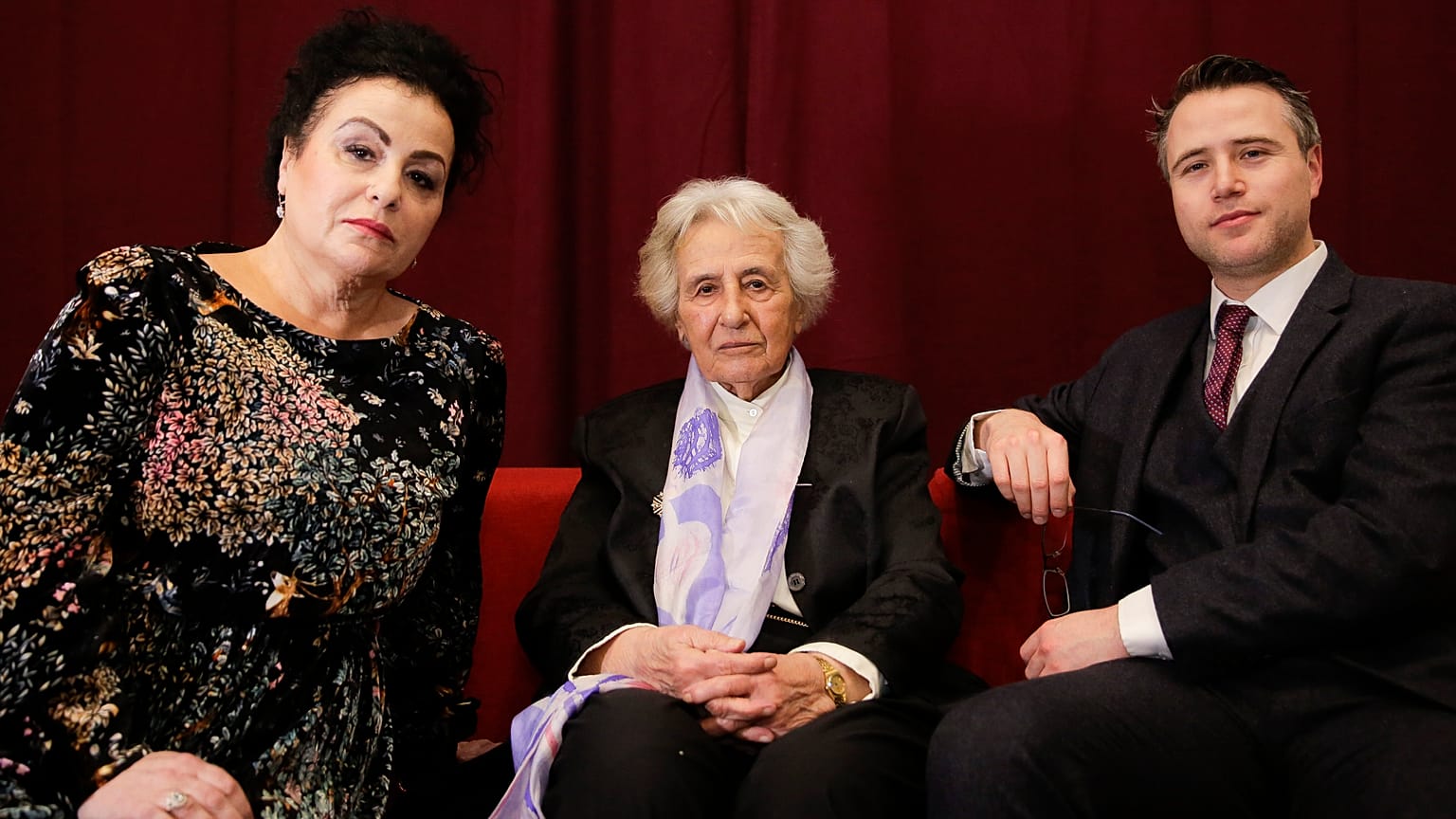 Anita Lasker-Wallfisch, centre, with her daughter and grandson