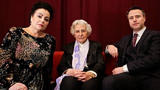 Anita Lasker-Wallfisch, centre, with her daughter and grandson