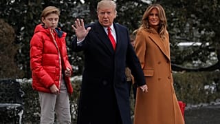 Donald Trump and his son, Barron, left.