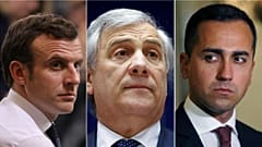 France's Macron, Italian EP president Tajani and Italy deputy PM Di Maio