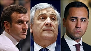 France's Macron, Italian EP president Tajani and Italy deputy PM Di Maio