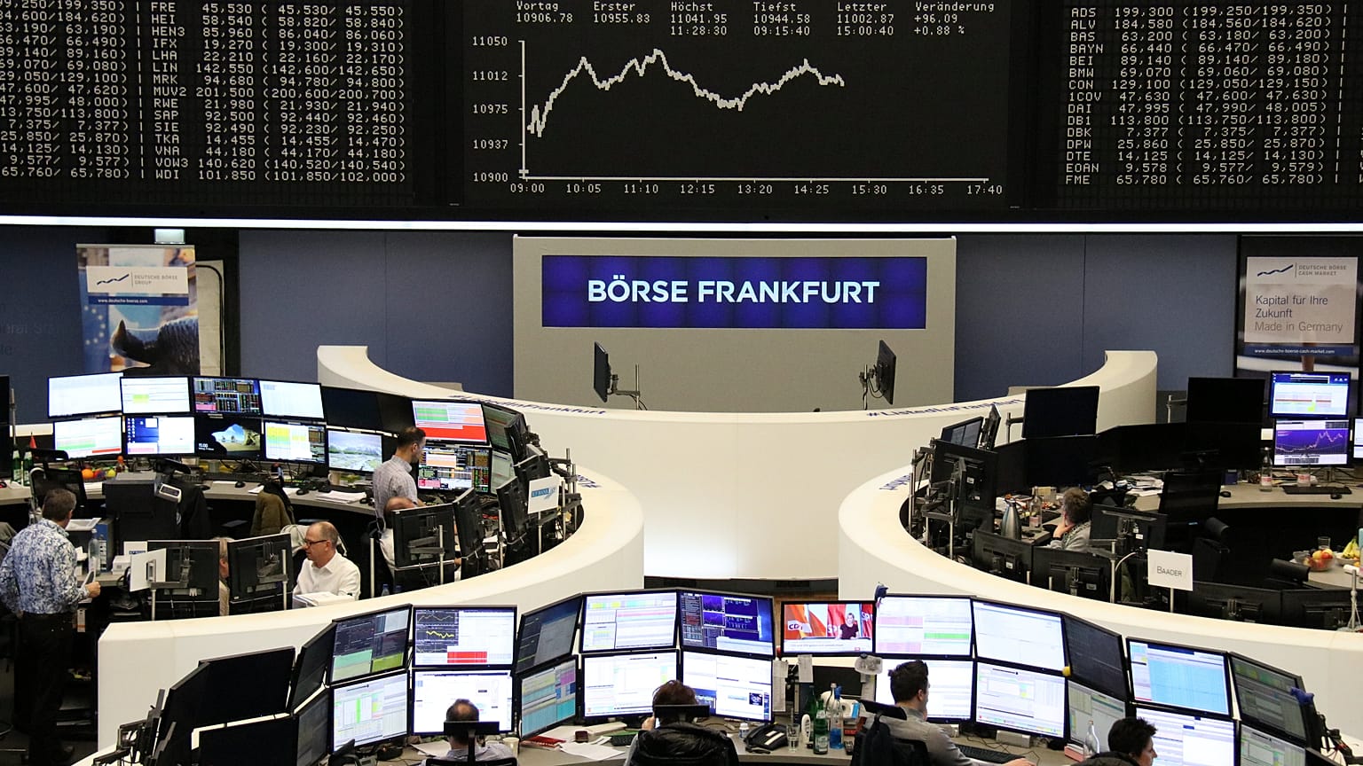 The German share price index DAX graph at the stock exchange in Frankfurt