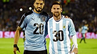 Argentina's Lionel Messi and Uruguay's Luis Suarez 
