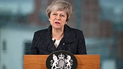 Theresa May gives a speech on a visit to Northern Ireland.