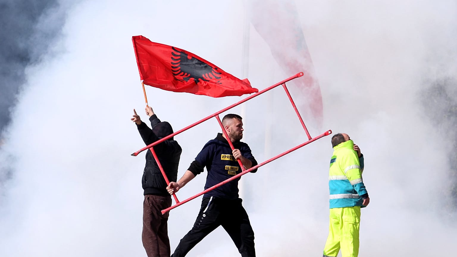 Watch again: Protesters in Albania try to smash into government HQ