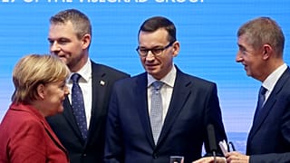 Канцлер ФРГ Ангела Меркель с премьерами стран Вышеградской группы