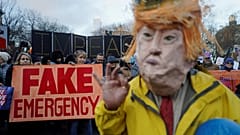 Protesters in New York demonstrate against Donald Trump on Presidents' Day