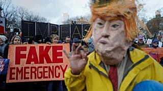 Protesters in New York demonstrate against Donald Trump on Presidents' Day