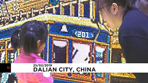 Chinese artist creates giant image made up of 80,000 Lego pieces