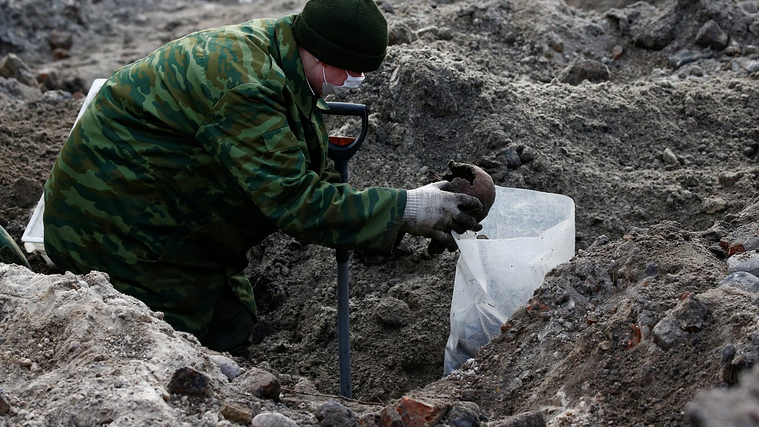 Exhumation of a Nazi-era mass grave in Belarus