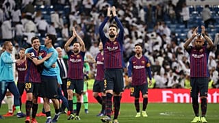 لاعبو برشلونة يحتفلون بوصولهم لنهائي كأس الملك