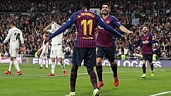 Suarez celebra golo com Dembele