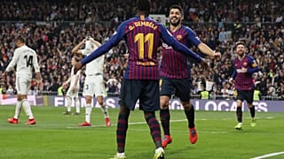 Suarez celebra golo com Dembele