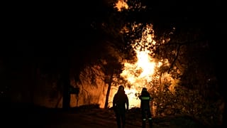 Un rogo vicino al villaggio di Psahna, in Grecia, lo scorso 12 agosto 2018