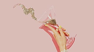 Organic eyeliner, biodegradable glitter and velvet ribbon