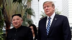 Kim Jong Un and Donald Trump at the US-North Korea summit in Hanoi.