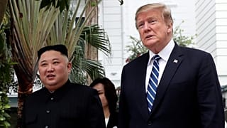 Kim Jong Un and Donald Trump at the US-North Korea summit in Hanoi.
