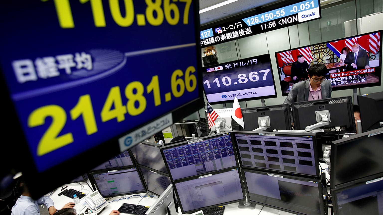 Japan's Nikkei stock average and the Japanese yen's exchange rate