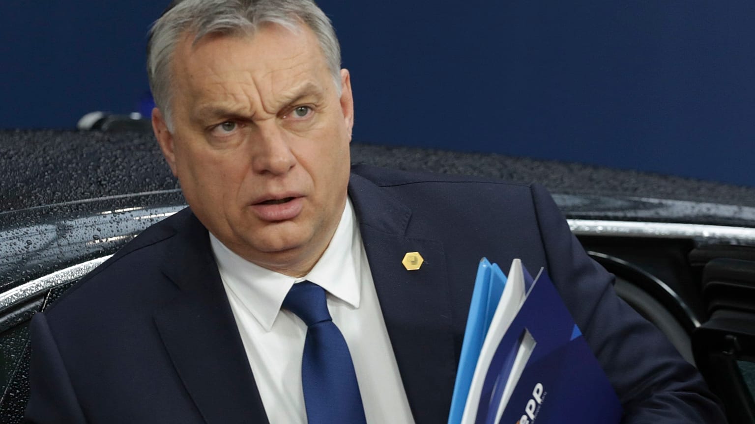 Orbán Vikto érkezik az (EPP frakcióüléséről az EU csúcsra 2018.03.22-én